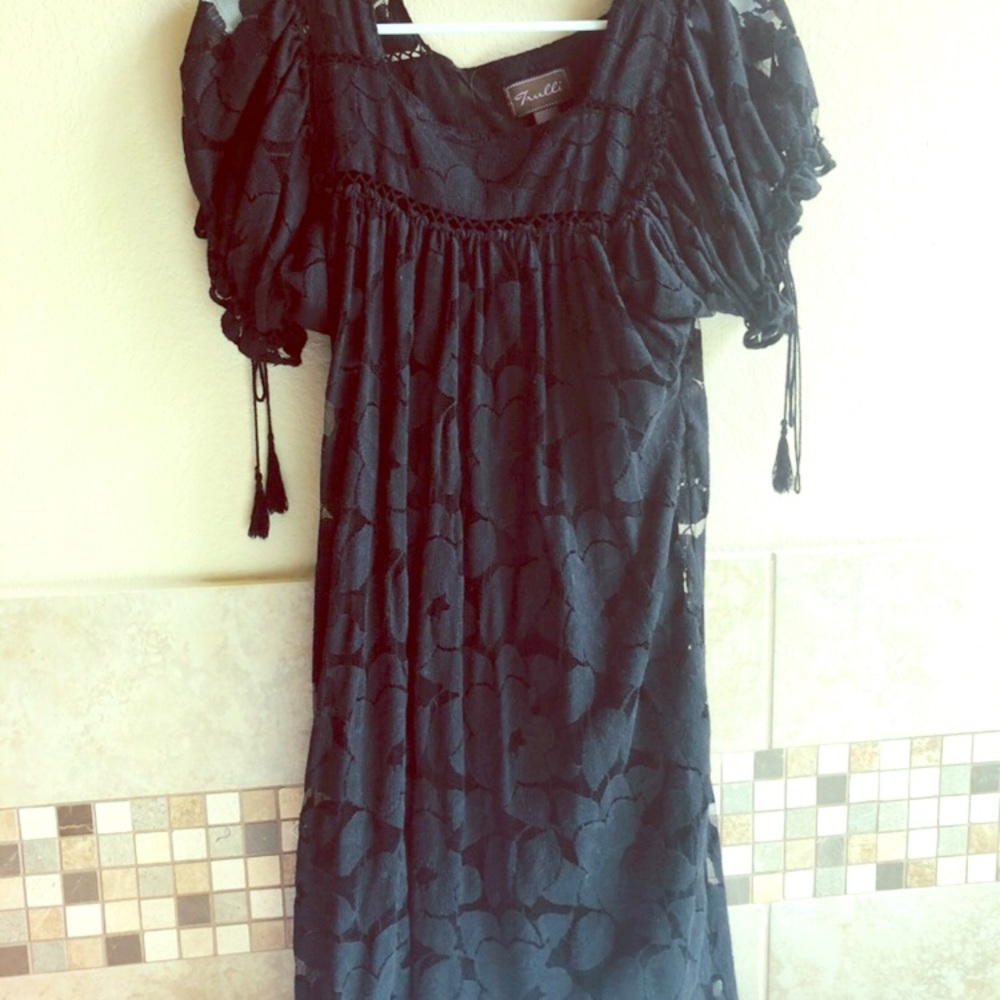 Black crochet dress